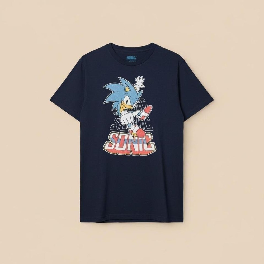 Sonic the Hedgehog Shirt Navy Sega Tee Size M NWOT